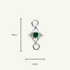 Dotted Diamond Green Zircon Connector - Sterling Silver