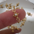 Dotted Diamond Pearl Connector - Gold Filled
