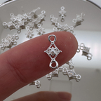 Dotted Diamond Pearl Connector - Sterling Silver