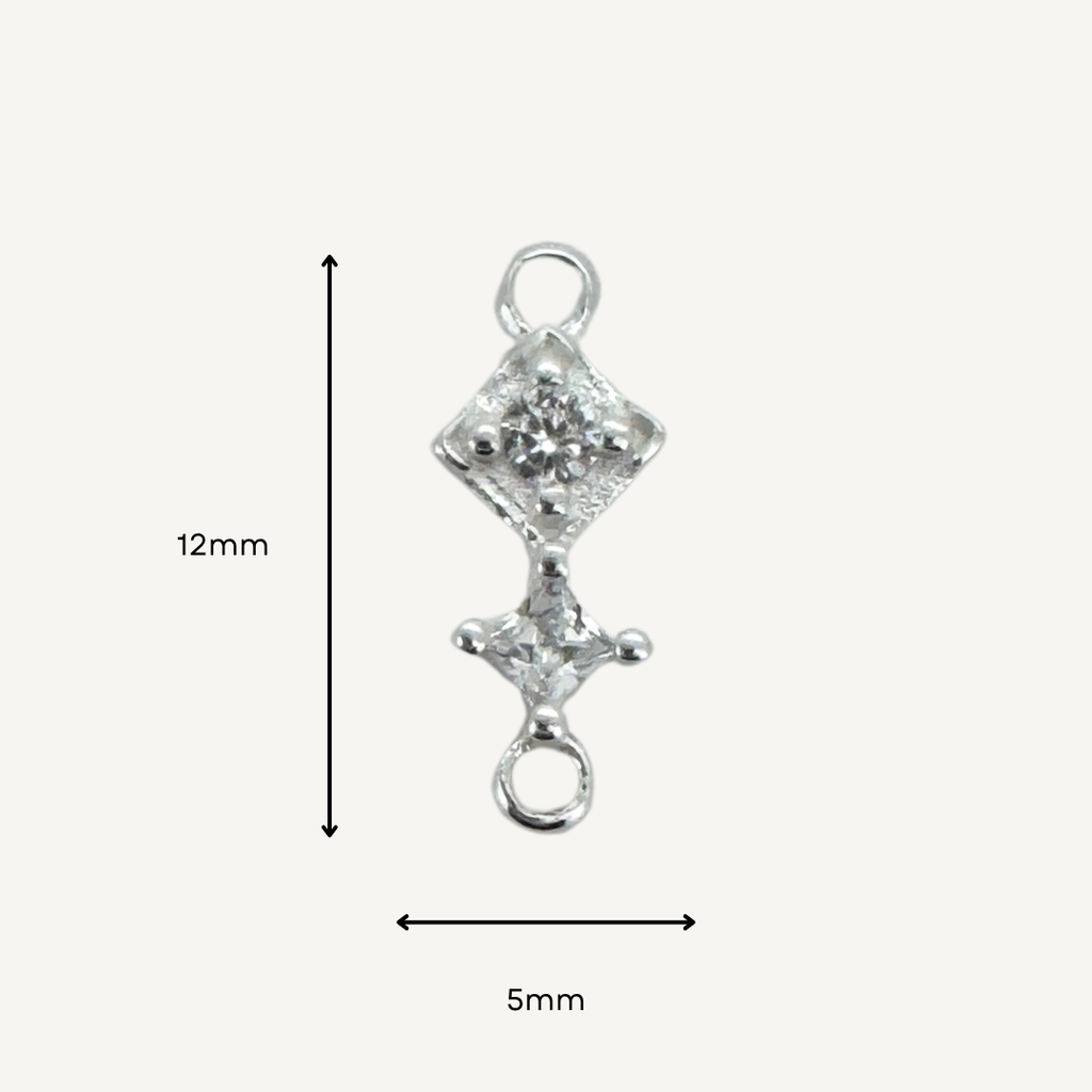 Duo Diamond White Zircon Connector - Sterling Silver