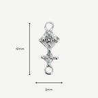 Duo Diamond White Zircon Connector - Sterling Silver