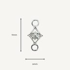 Dotted Diamond Pearl Connector - Sterling Silver