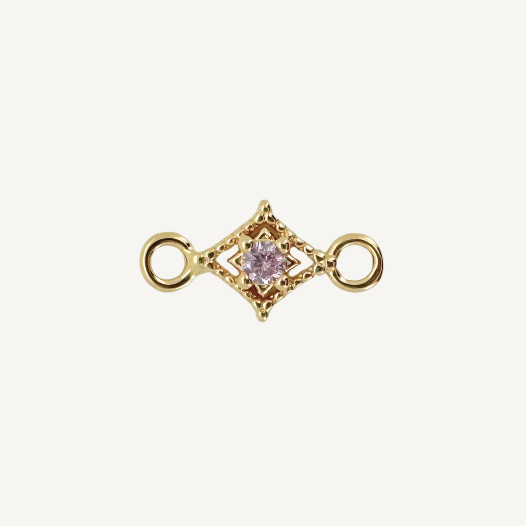 Dotted Diamond Pink Zircon Connector - Gold Filled