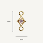 Dotted Diamond Pink Zircon Connector - Gold Filled