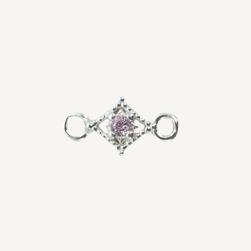 Dotted Diamond Pink Zircon Connector - Sterling Silver