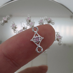Dotted Diamond Pink Zircon Connector - Sterling Silver