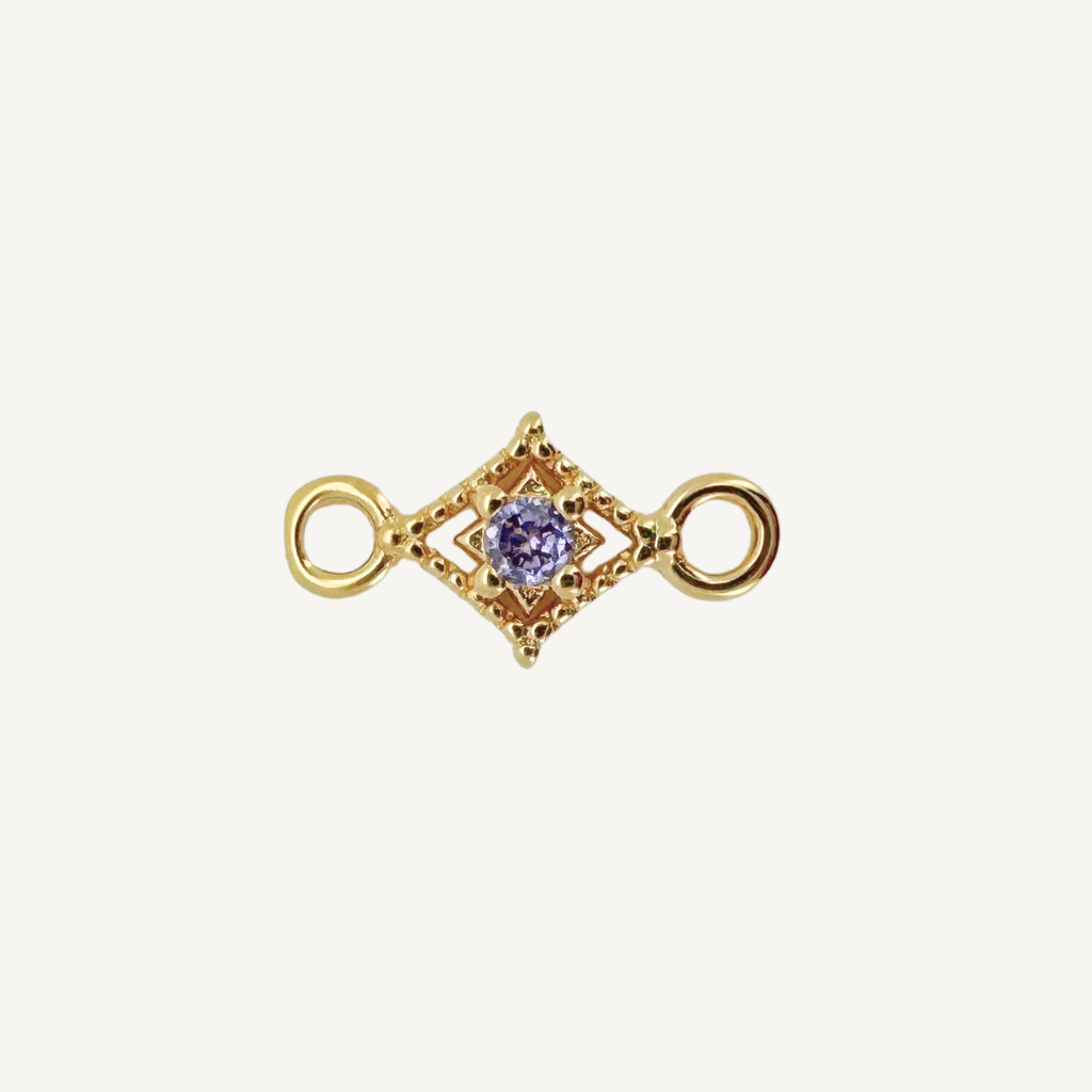 Dotted Diamond Purple Zircon Connector - Gold Filled